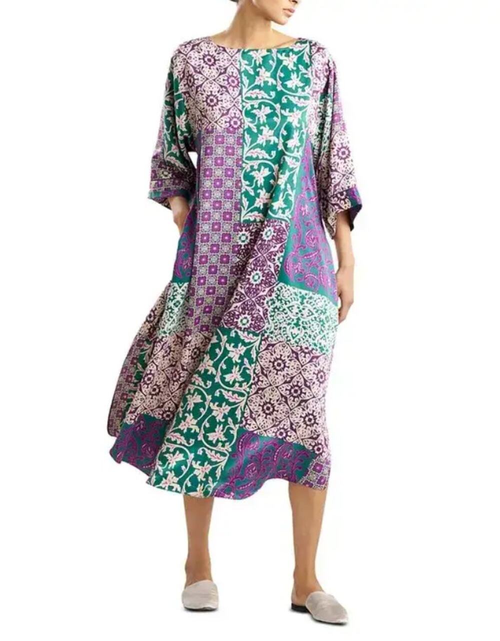NWT Natori Tapestry Patchwork Caftan in Purple Size XL